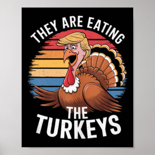 Grappig dat ze de kalkoenen Thanksgiving hum eten Poster