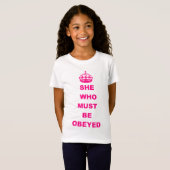 Grappig dat ze die moet worden gehoorzaamd tekst t-shirt (Voorkant volledig)