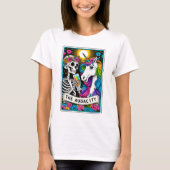 Grappig De Audacity Eenhoorn en Skeleton Tarot T-shirt (Voorkant)