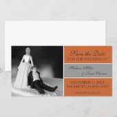 Grappig De Datummededelingen opslaan {Sinaasappel} Save The Date (Voorkant / Achterkant)