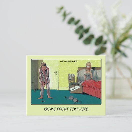 Grappig de echte golfer, gewoon getrouwd aankondigingskaart (Staand voorkant)