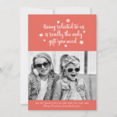 Grappig de enige cadeau die je nodig hebt | Oranje Feestdagenkaart (Voorkant)