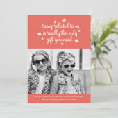 Grappig de enige cadeau die je nodig hebt | Oranje Feestdagenkaart (Staand voorkant)