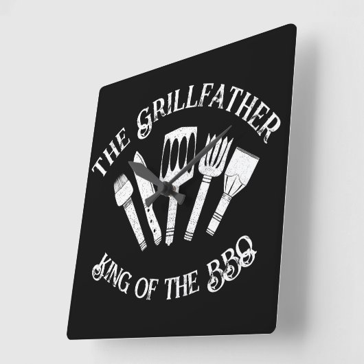 Grappig "De Grillfather: Grappig BBQ Gift Vierkante Klok (Hoek)
