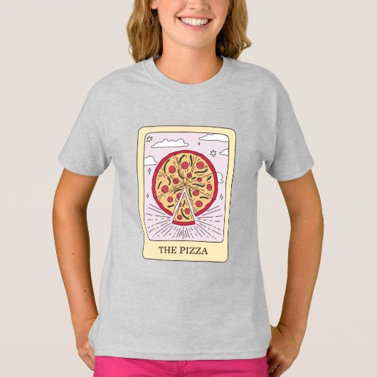 Grappig de Pizza Tarot Kaart T-shirt (Voorkant)