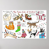 Grappig de twaalf kerstkatten poster (Voorkant)