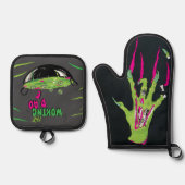 Grappig, de "Woking Dad" dode woordspeling Ovenwant & Pannenlap Set (Voorkant)