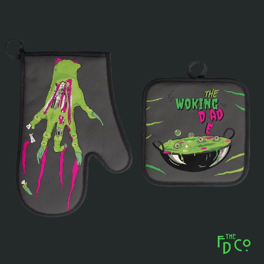 Grappig, de "Woking Dad" dode woordspeling Ovenwant & Pannenlap Set