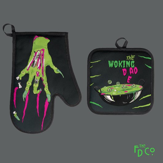 Grappig, de "Woking Dad" dode woordspeling Ovenwant & Pannenlap Set