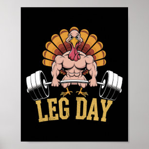 Grappig Deadlifting Kalkoen Thanksgiving Leg Day D Poster