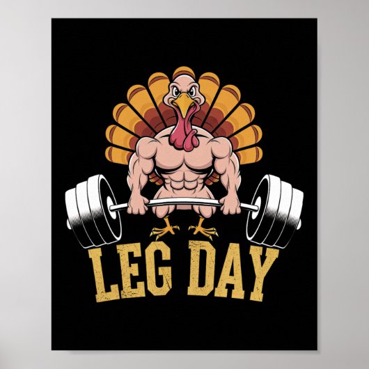 Grappig Deadlifting Kalkoen Thanksgiving Leg Day D Poster (Voorkant)