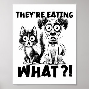 Grappig Debat 2024 Huisdieren Hond Kat Ze eten Wat Poster