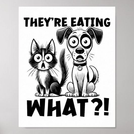 Grappig Debat 2024 Huisdieren Hond Kat Ze eten Wat Poster (Voorkant)