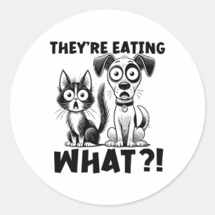 Grappig Debat 2024 Huisdieren Hond Kat Ze eten Wat Ronde Sticker