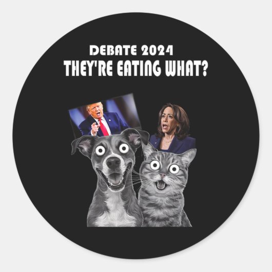 Grappig Debat Verkiezing 2024 Huisdieren Hond Kat  Ronde Sticker (Voorkant)