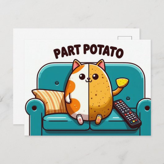 Grappig deel bank deel aardappel kat briefkaart (Voorkant / Achterkant)