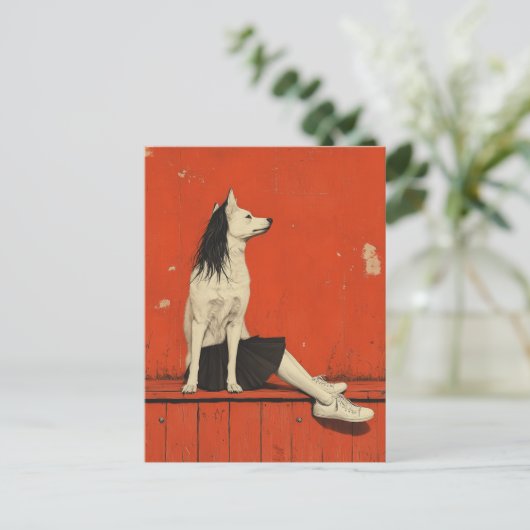 Grappig Deel Hond Deel Mens Briefkaart (Staand voorkant)