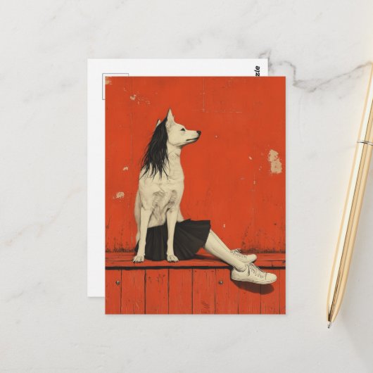 Grappig Deel Hond Deel Mens Briefkaart (Voorkant / Achterkant in situ)