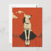 Grappig Deel Hond Deel Menselijk Zittend op Hek Briefkaart (Voorkant / Achterkant)