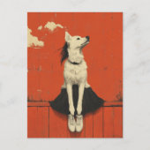 Grappig Deel Hond Deel Menselijk Zittend op Hek Briefkaart