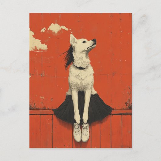 Grappig Deel Hond Deel Menselijk Zittend op Hek Briefkaart (Voorkant)