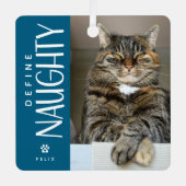 Grappig Definieer Naughty Pet Foto Keepsake Gift Metalen Ornament (Voorkant)