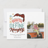 Grappig definieer stoute kerst foto notitiekaartje (Voorkant)