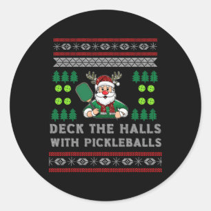 Grappig dek de zalen lelijke kerst trui augurk ronde sticker