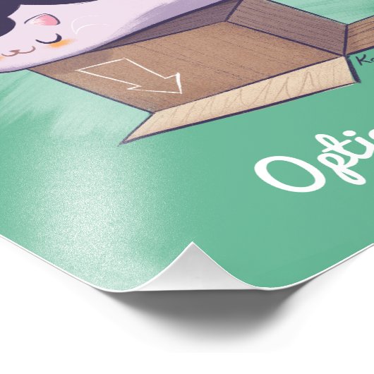 Grappig "Denk buiten de doos" Kat Foto Afdruk (Hoek)