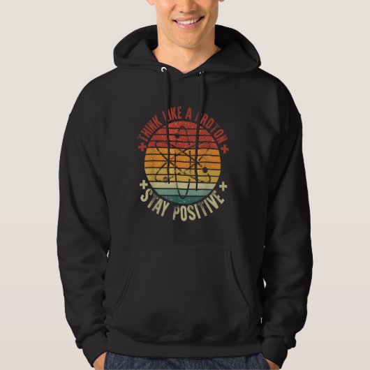 Grappig denken als een proton blijf positief Retro Hoodie (Voorkant)