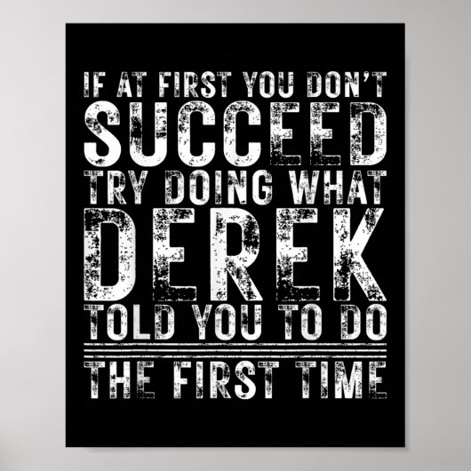 Grappig Derek als je in eerste instantie niet slaa Poster (Voorkant)