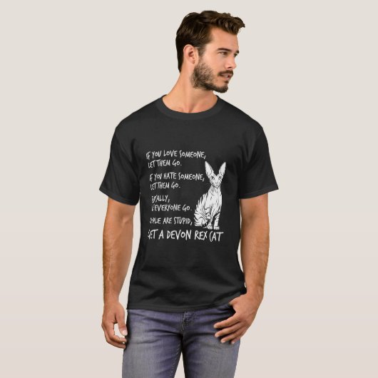 Grappig Devon Rex Pixie Kat Design voor Kat Liefhe T-shirt (Voorkant volledig)