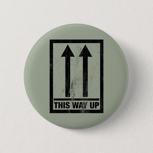 Grappig 'Deze kant boven' bord Ronde Button 5,7 Cm (Voorkant)