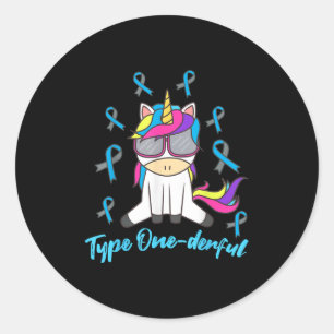 Grappig Diabetische Eenhoorn Type One-derful Type  Ronde Sticker