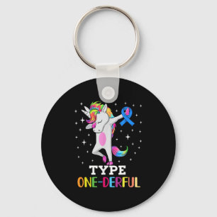 Grappig Diabetische Eenhoorn Type One-derful Type Sleutelhanger
