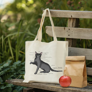 Grappig Diagram van de Anatomie van een Kat Humor  Tote Bag