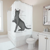 Grappig Diagram van Kat Anatomie Humor Nerdy Douchegordijn (In situ)