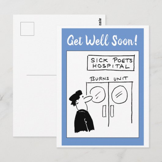 Grappig Dichter Ziekenhuis Cartoon Briefkaart (Voorkant / Achterkant)