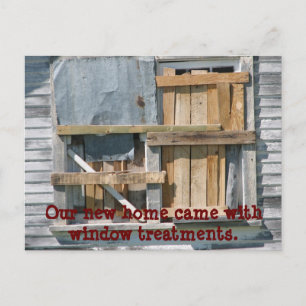 Grappig dichtgetimmerd raam we verhuisden nieuwe a aankondigingskaart