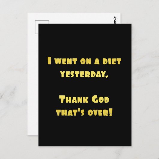 Grappig dieet grap briefkaart (Voorkant / Achterkant)