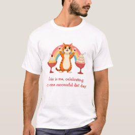 Grappig dieet kat vieren met ijs t-shirt