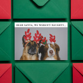 Grappig Dier Custom Dog Foto Kerst Afbeelding Feestdagenkaart