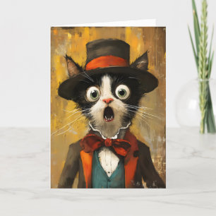 Grappig dier geschokt kat feestdagen kaart