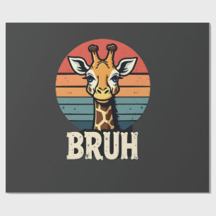 Grappig dier Giraffe Meme-gezicht Festive Kerst T- Cadeaupapier