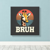Grappig dier Giraffe Meme-gezicht Festive Kerst T- Canvas Afdruk (Insitu (Houten vloer))