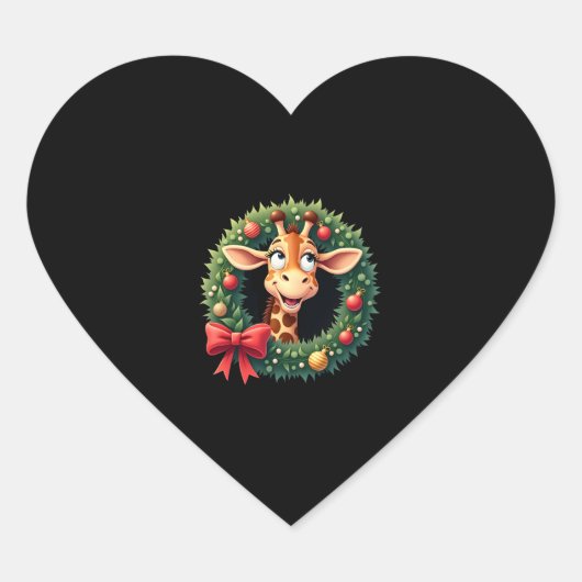 Grappig dier Giraffe Meme-gezicht Festive Kerst T- Hart Sticker (Voorkant)