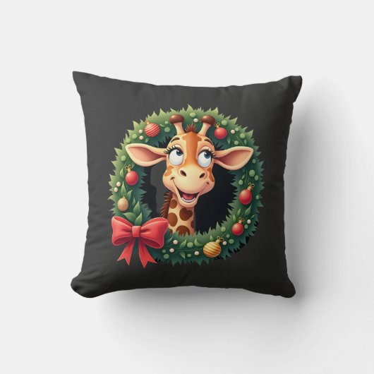 Grappig dier Giraffe Meme Gezicht Festive Kerst T- Kussen (Voorkant)