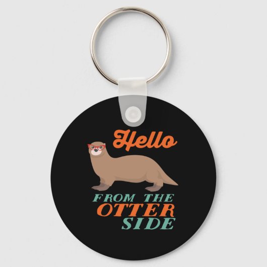 Grappig Dier in de Ruimte Hallo van de Otterkant Sleutelhanger (Voorkant)