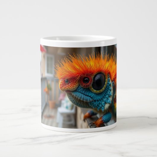 Grappig dier kleurrijke hagedis grote koffiekop (Voorkant)