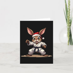 Grappig dier konijn in karate-uniform voor Kerstmi Kaart